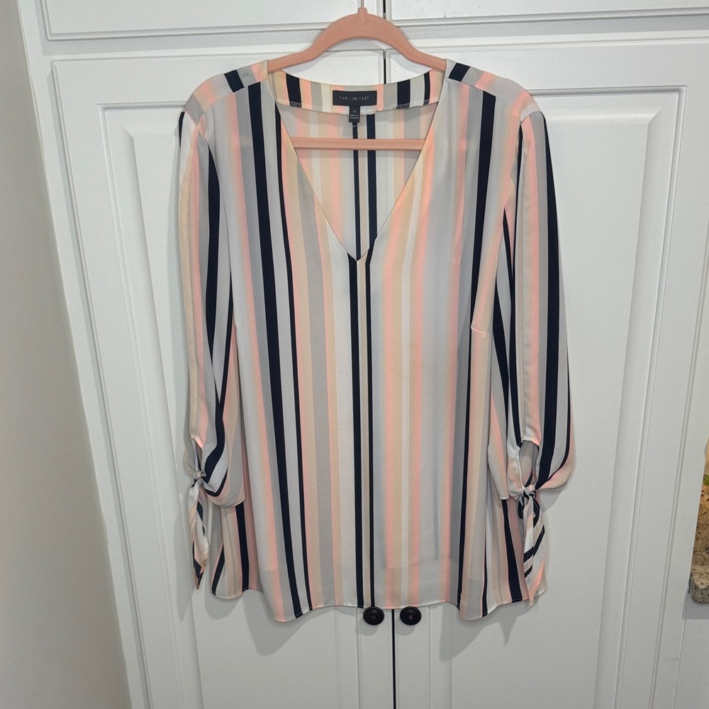 The Limited Pink and Blue Striped Blouse